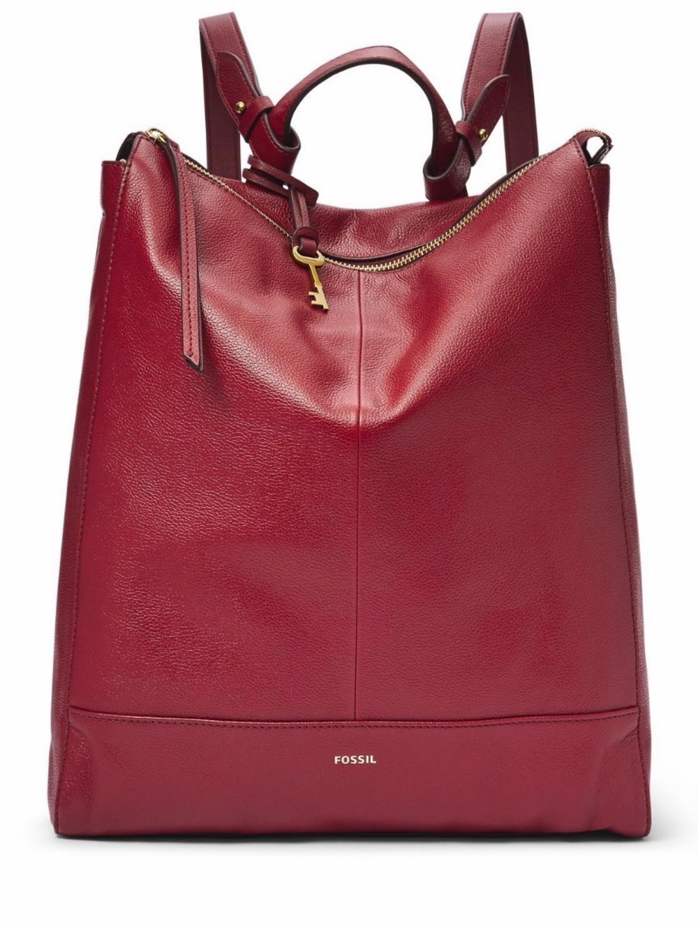 Fossil Red Leather Convertible Backpack